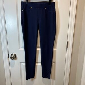 MICHAEL KORS Women Navy Blue Stretch Slim Leg Pants Size M